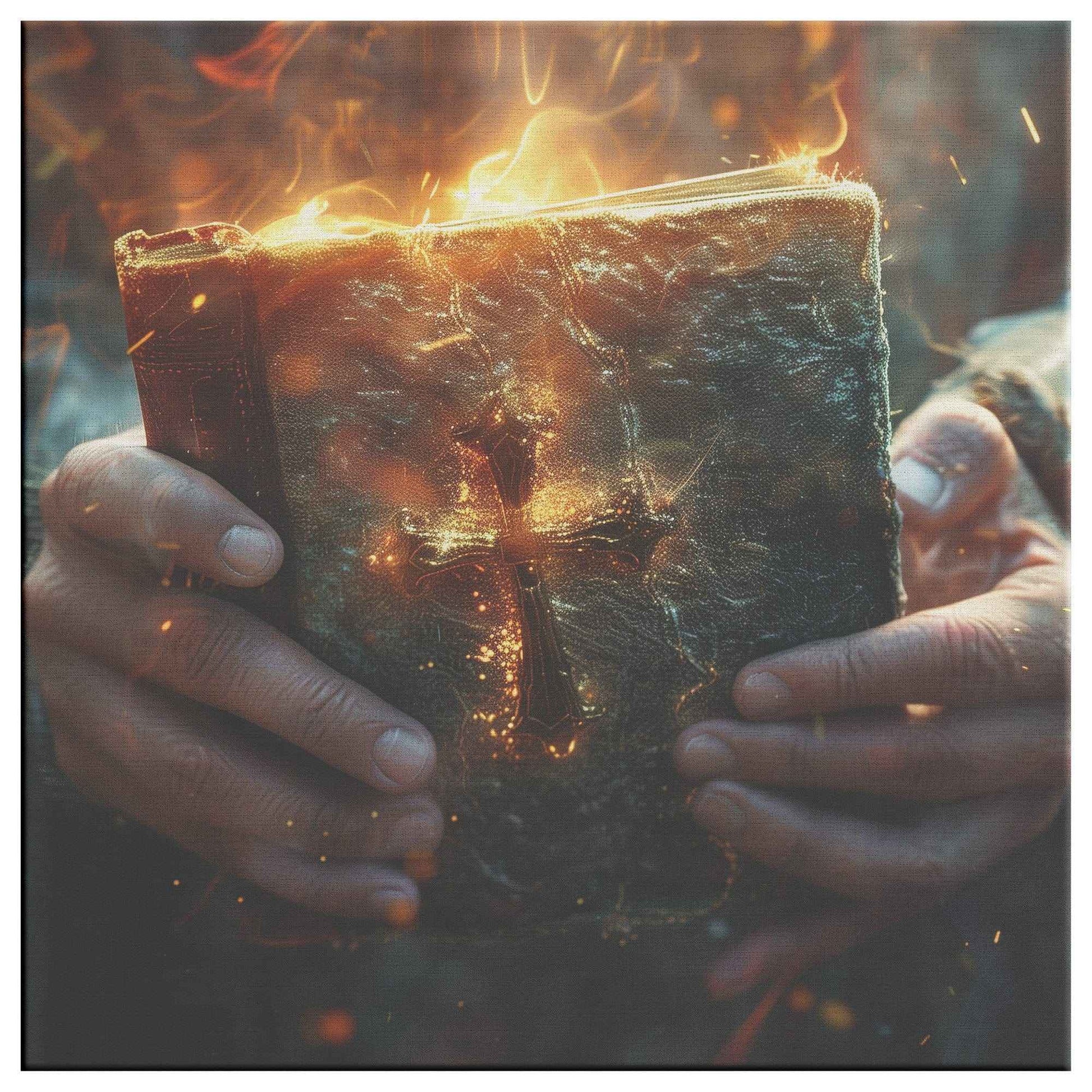 True Christian Grasping Bible with Trust & Faith Square Canvas