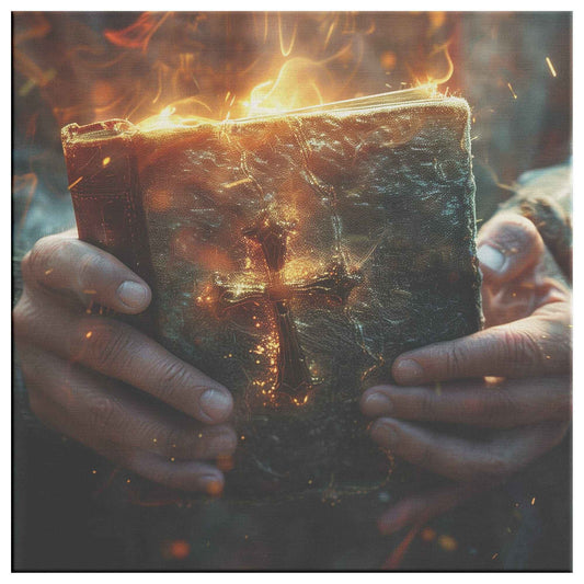 True Christian Grasping Bible with Trust & Faith Square Canvas