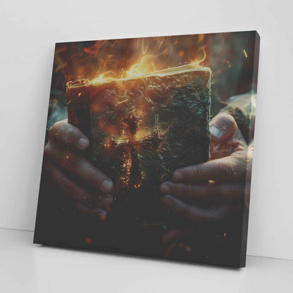 True Christian Grasping Bible with Trust & Faith Square Canvas