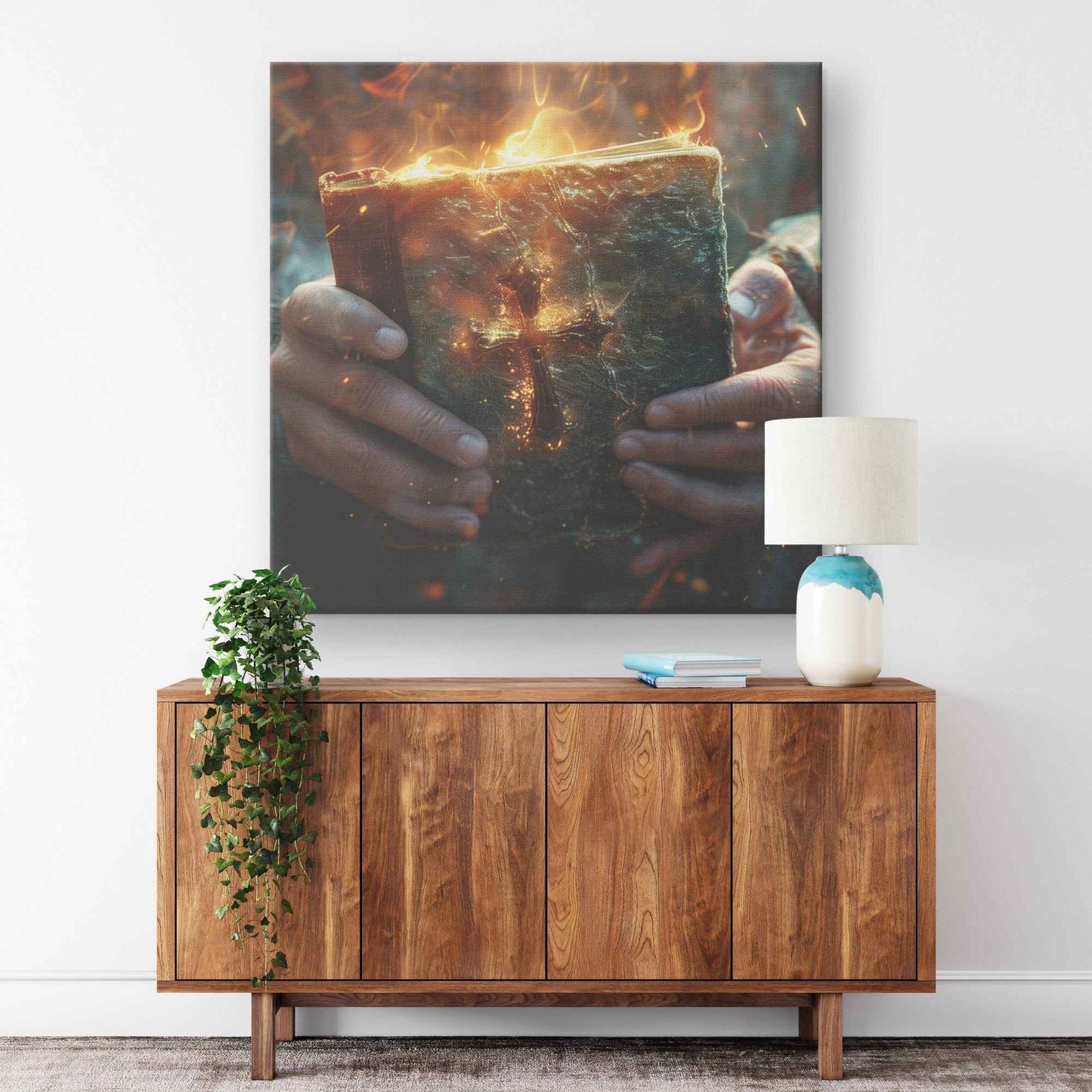 True Christian Grasping Bible with Trust & Faith Square Canvas