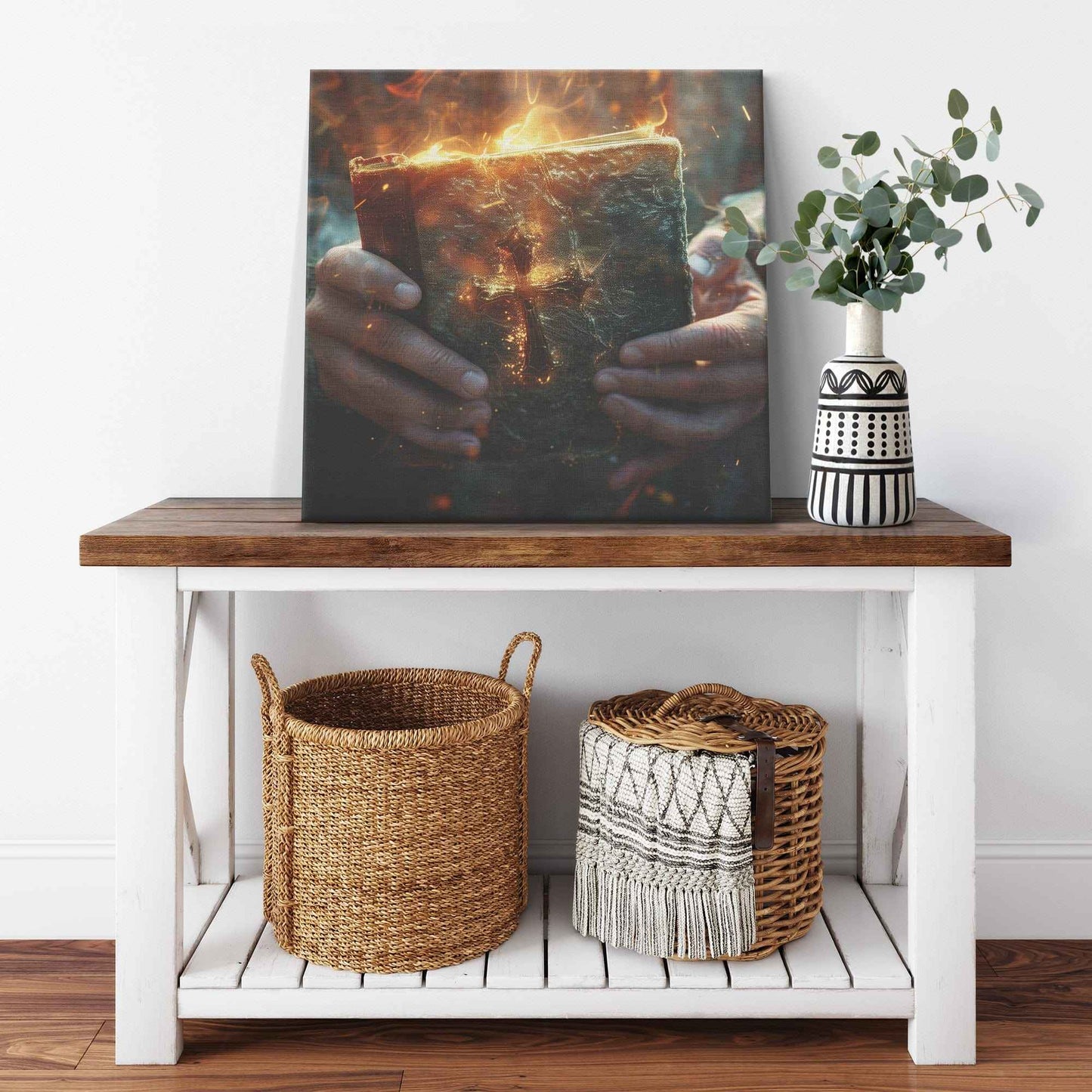 True Christian Grasping Bible with Trust & Faith Square Canvas