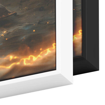 Open Glowing Bible with God's Cosmos Creation  Framed Gloss Art Picture for Spiritual Decor
