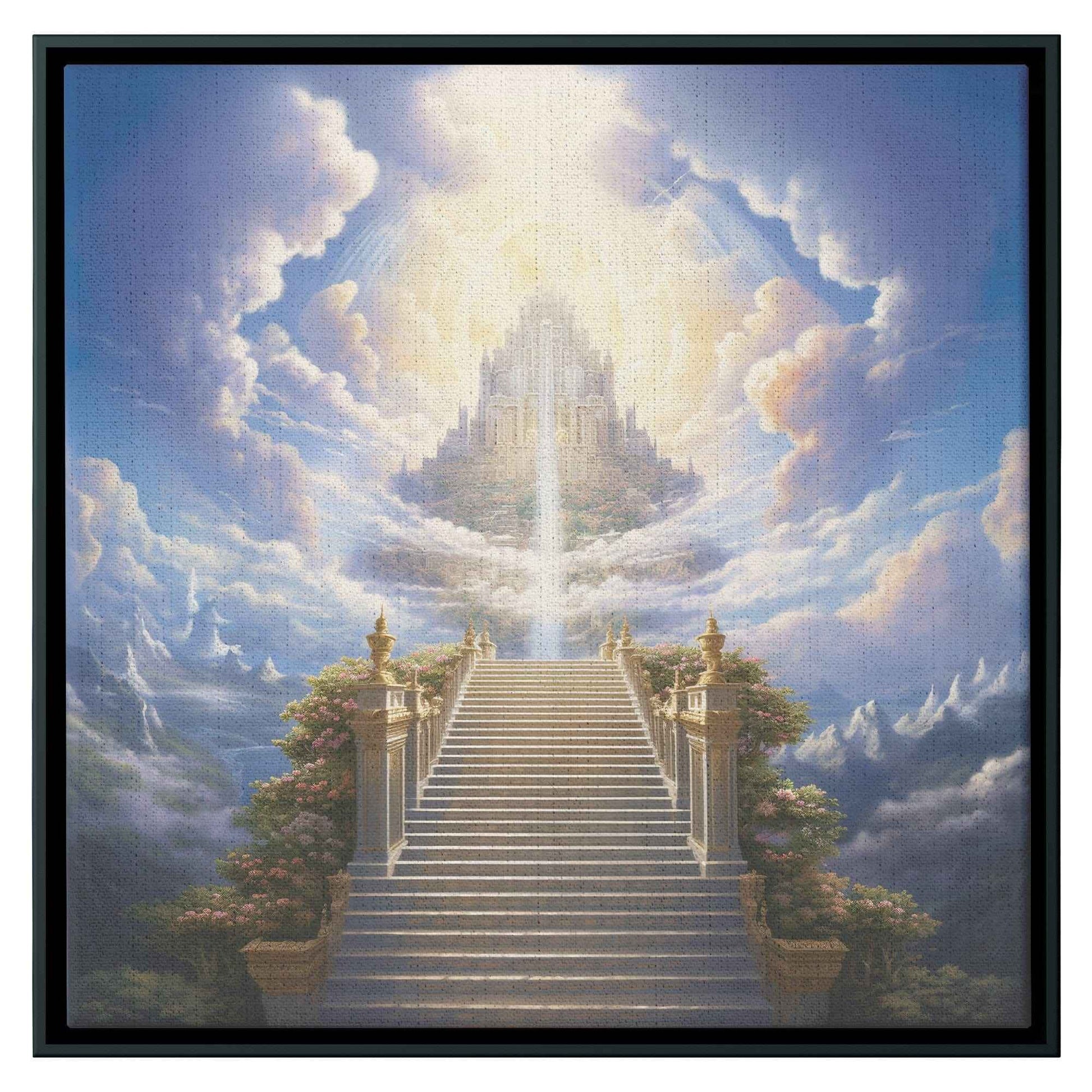 Stairway To The Kingdom Of Heaven Square Canvas Wall Art With Frame