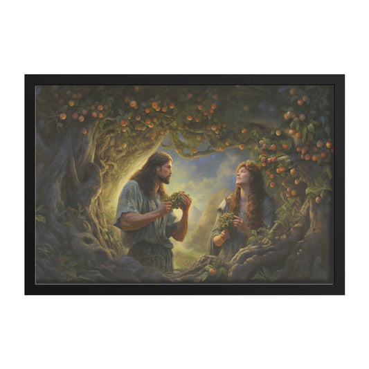 Adam & Eve In The Garden Of Eden Beautiful Art Print With Frame