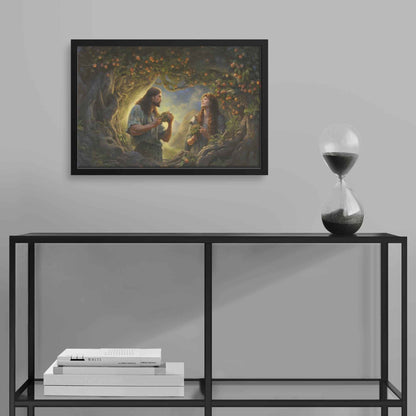 Adam & Eve In The Garden Of Eden Beautiful Art Print With Frame