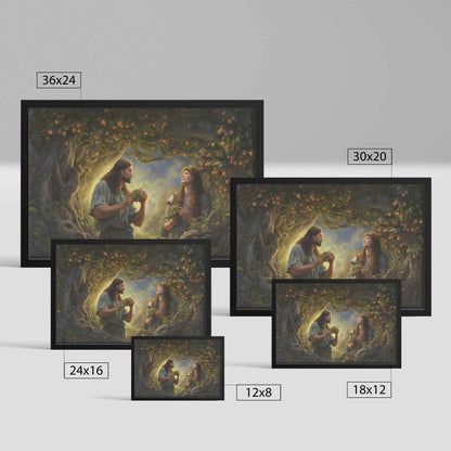 Adam & Eve In The Garden Of Eden Beautiful Art Print With Frame