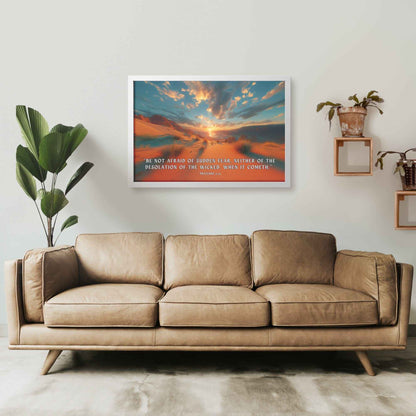 Be not afraid of sudden fear, neither of the desolation of the wicked, when it cometh Proverbs 3:25 Framed Semi Gloss Wall Art