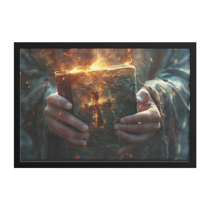 Christian Grasping Bible With Trust & Faith Framed Semi Gloss Art Print