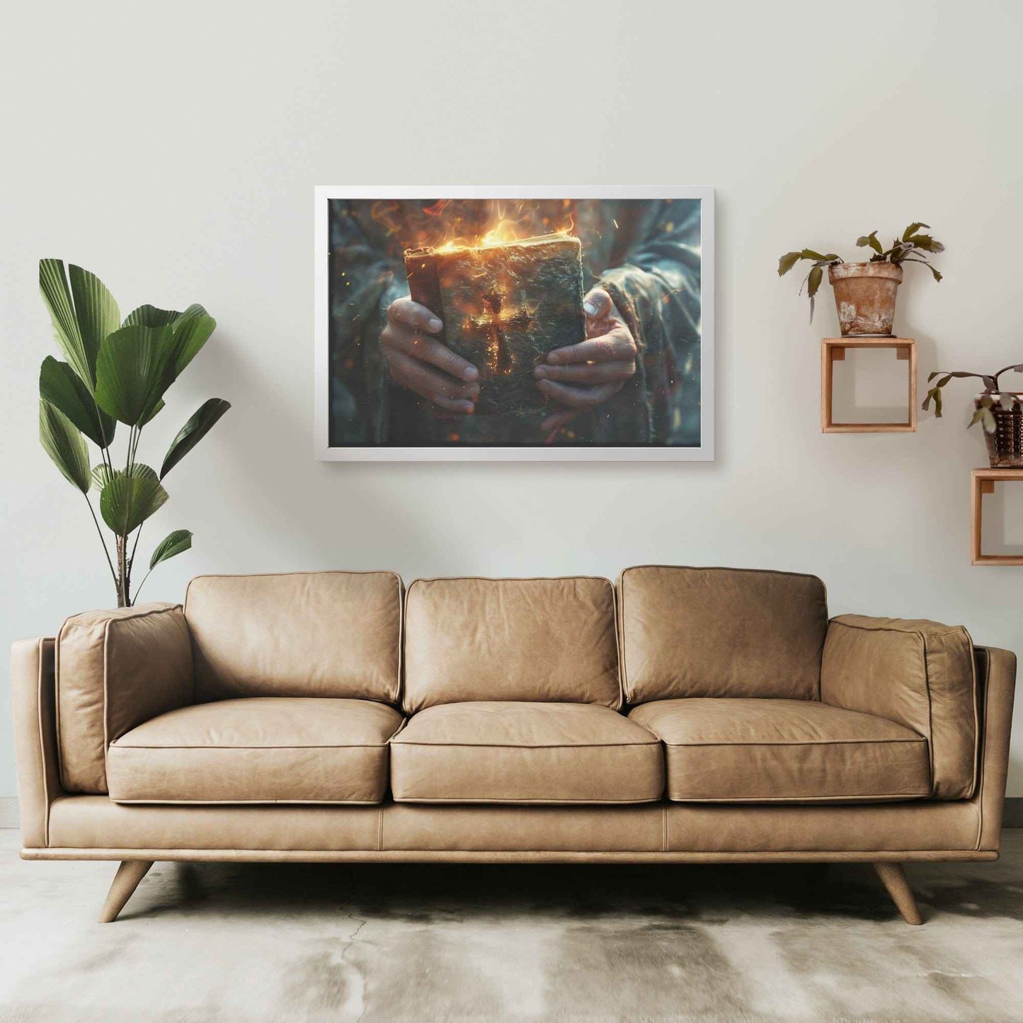 Christian Grasping Bible With Trust & Faith Framed Semi Gloss Art Print