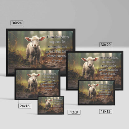 Lamb In Forest Framed Wall Art Print 2 Timothy 2:1