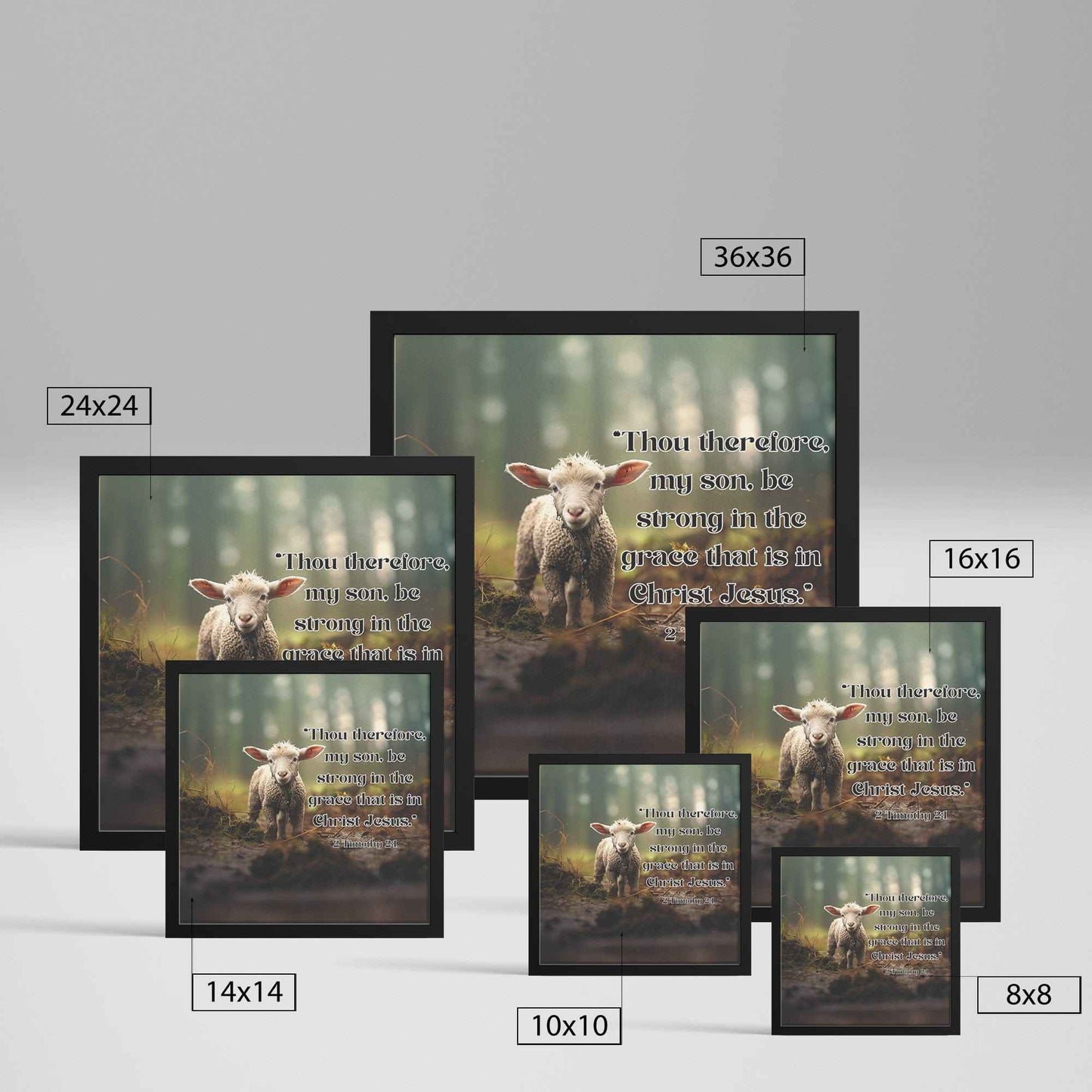 Lamb In The Forest 2 Timothy 2:1 Square Framed Christian Art Print