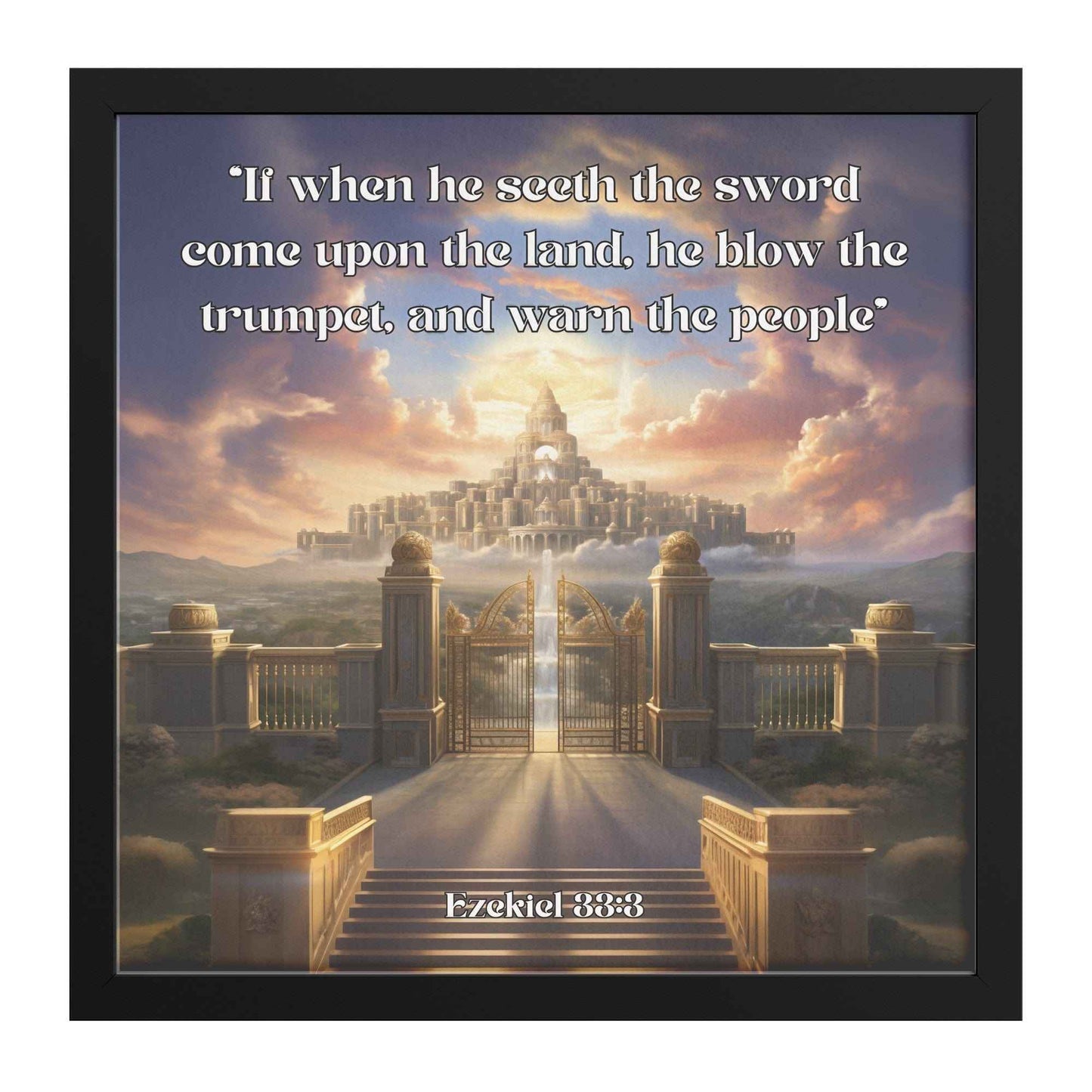 Sounding the Trumpet Christian Square Framed Art Wall Art Scripture Ezekiel 33:3