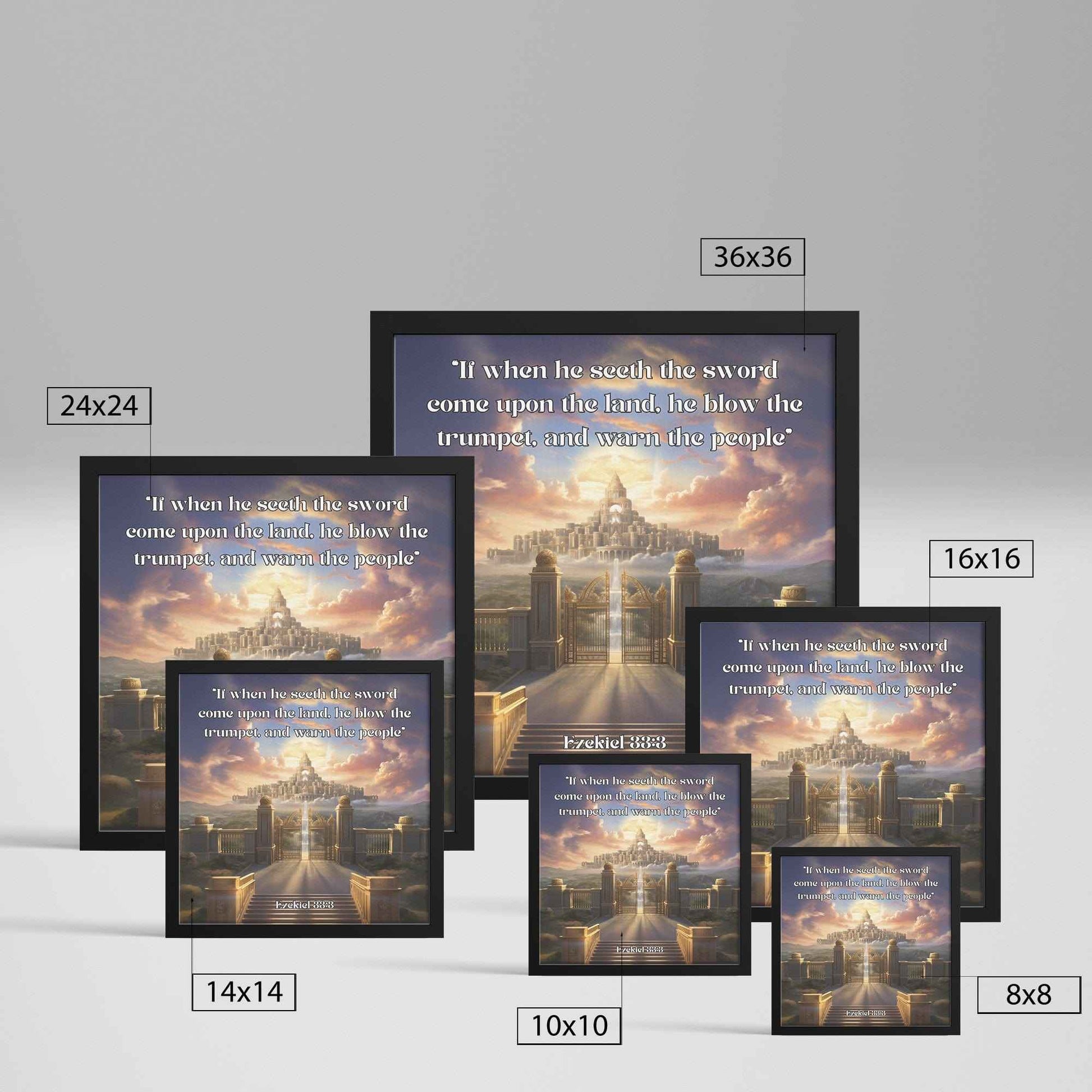 Sounding the Trumpet Christian Square Framed Art Wall Art Scripture Ezekiel 33:3