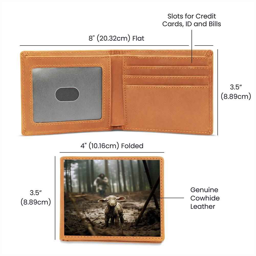 Jesus Running Towards Lamb Christian Leather Wallet