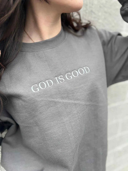 God Is Good Embroidered Christian Clothing Sweatshirt