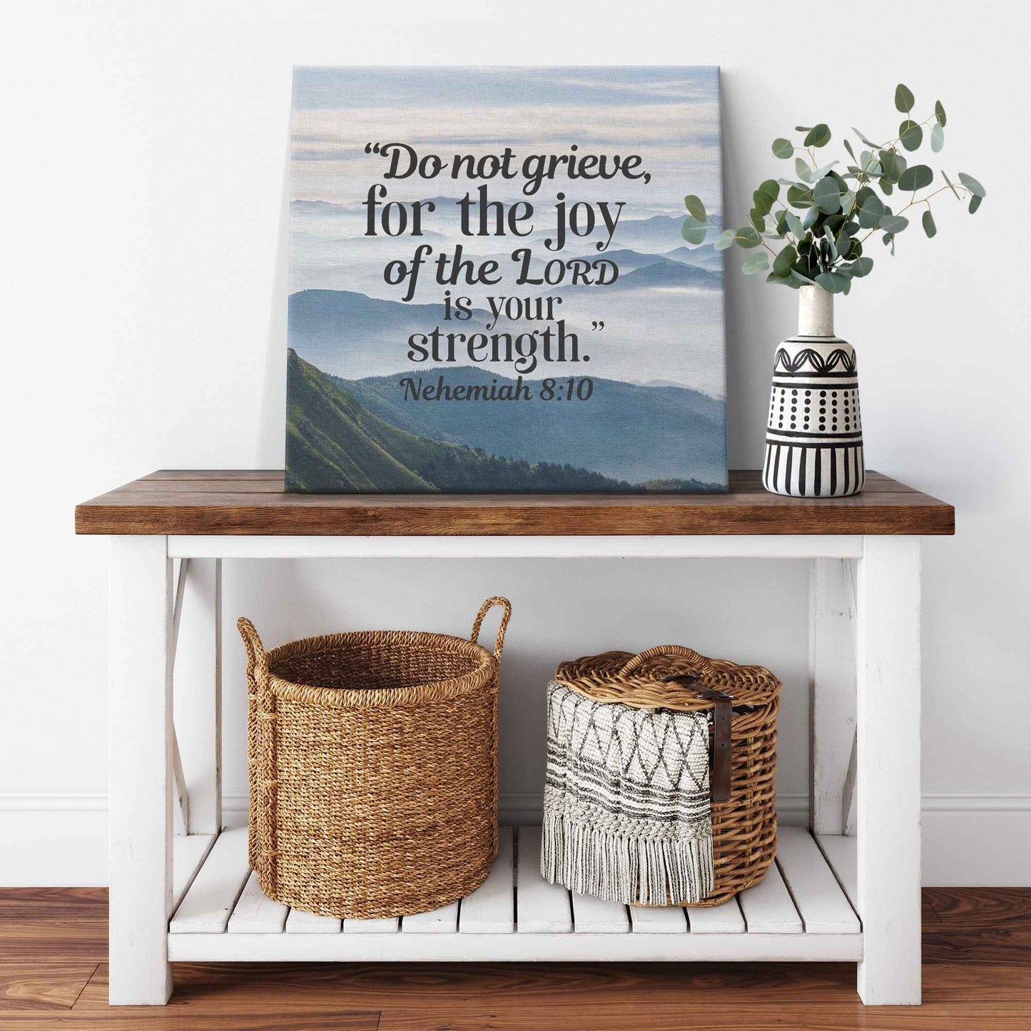 Do Not Grieve For The Joy Of The Lord Is Your Strength Square Canvas Wall Art