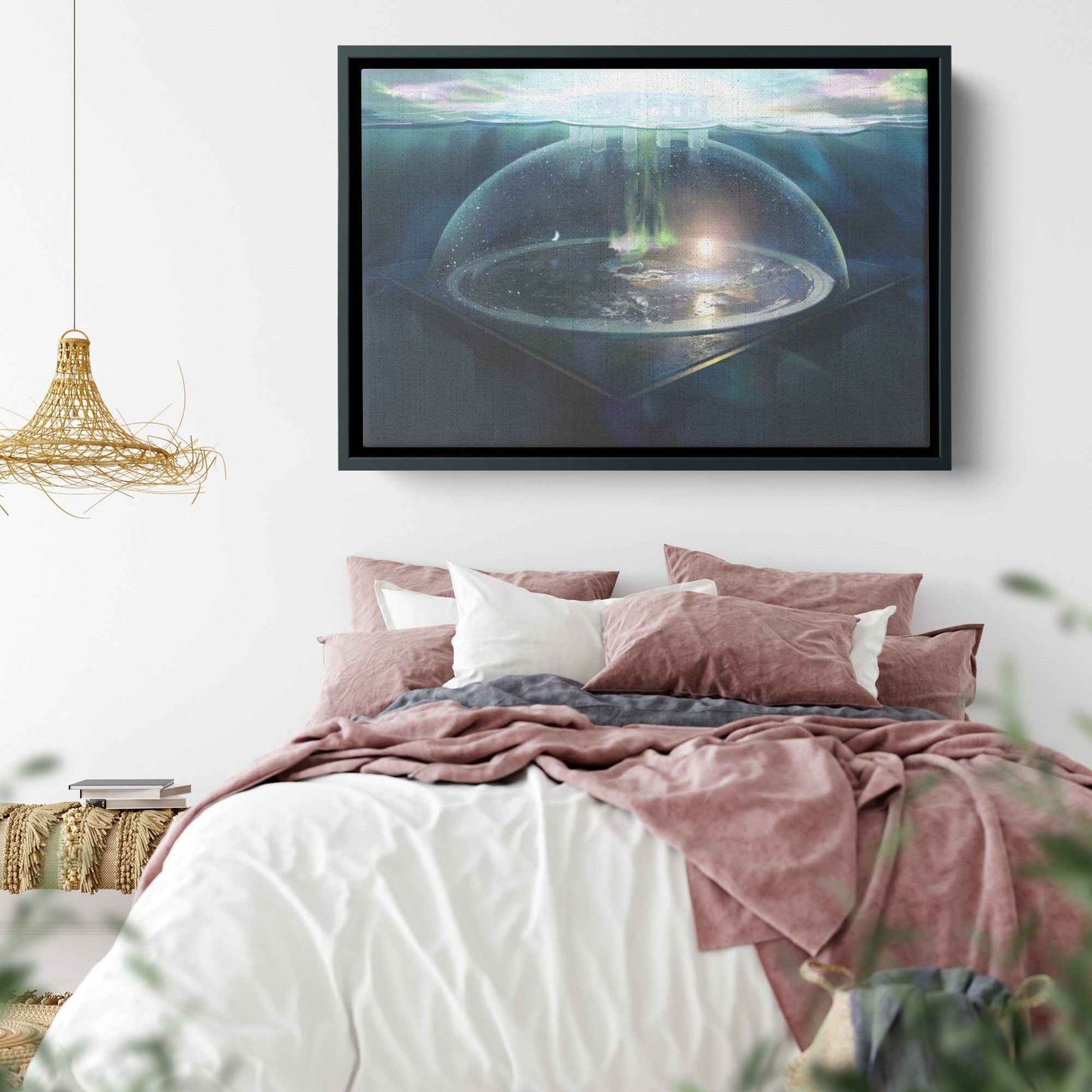 Flat Earth With Firmament Framed Canvas Art Print Picture