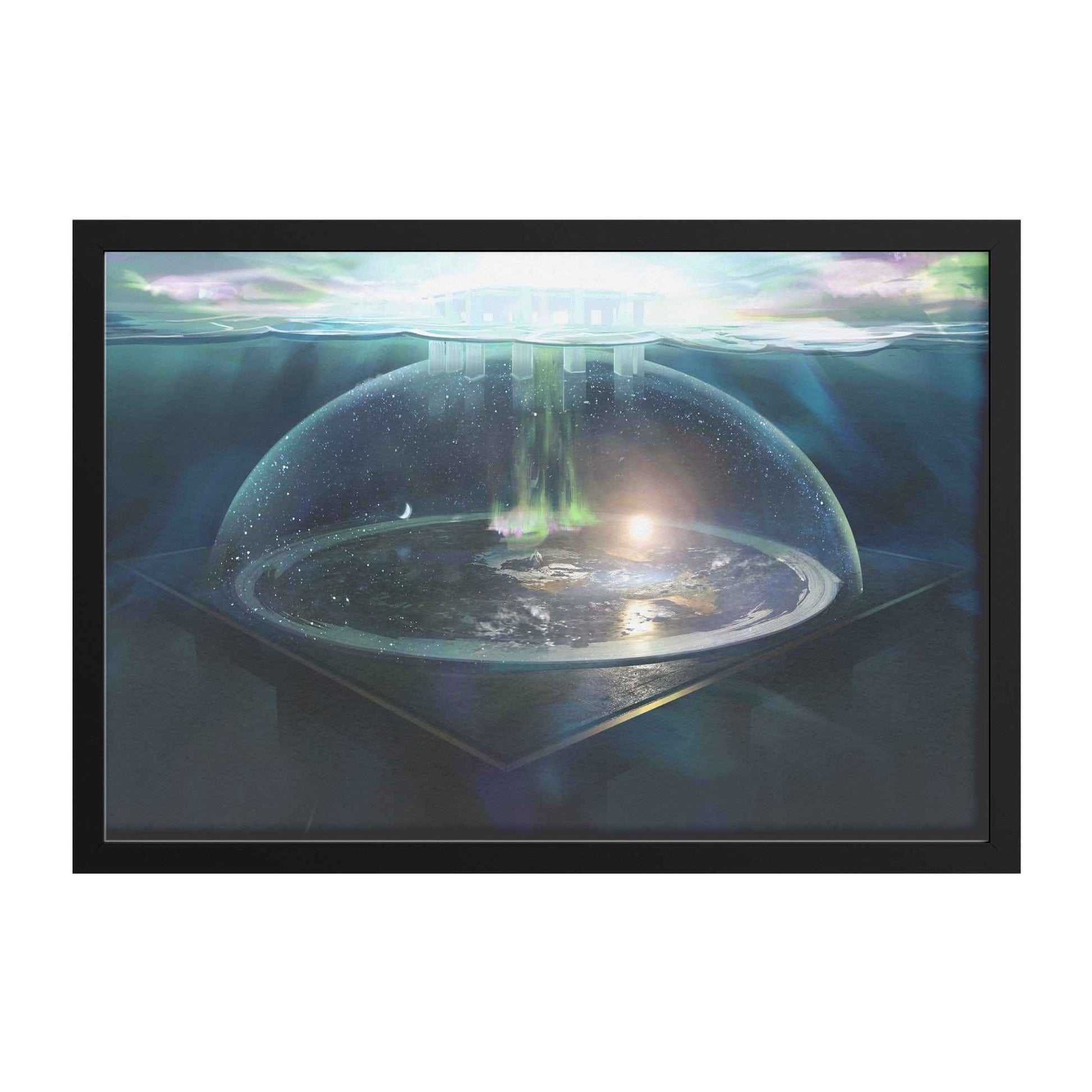 Flat Earth With Firmament Framed Art Semi Gloss Print