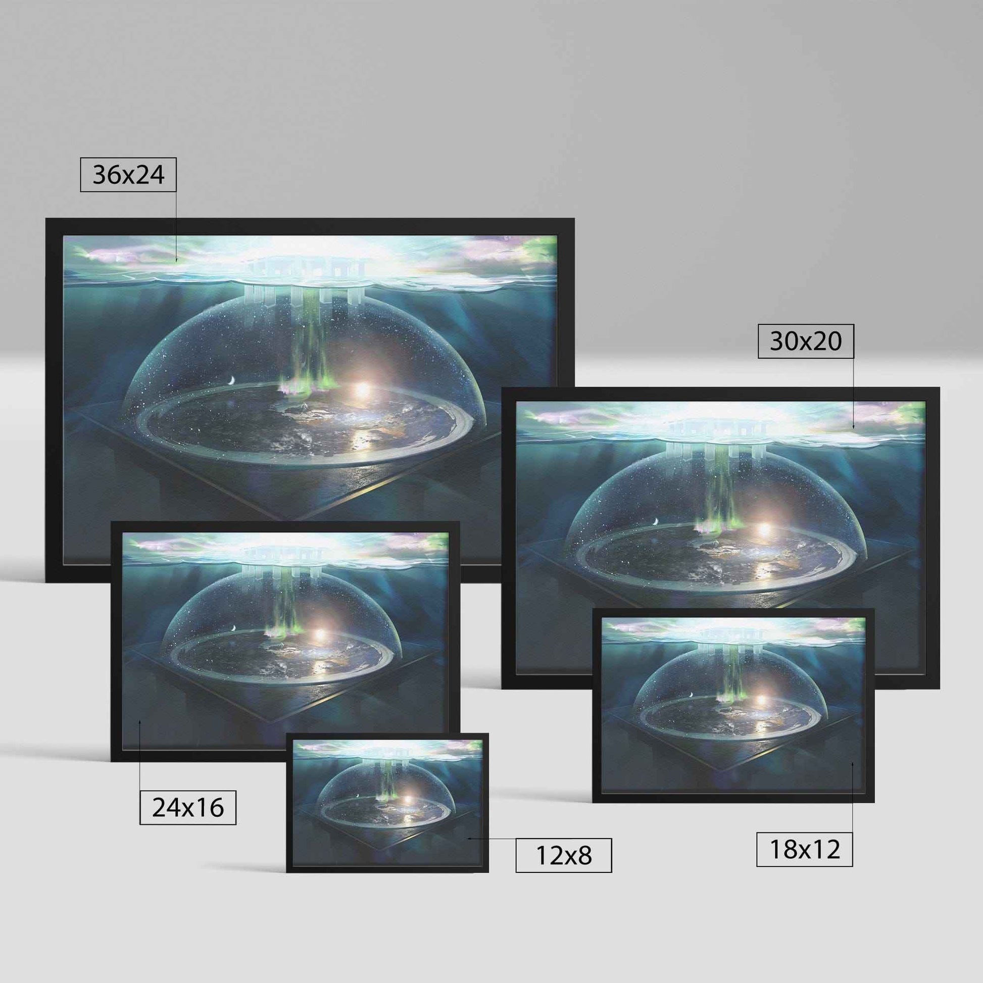 Flat Earth With Firmament Framed Art Semi Gloss Print