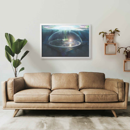Flat Earth With Firmament Framed Art Semi Gloss Print