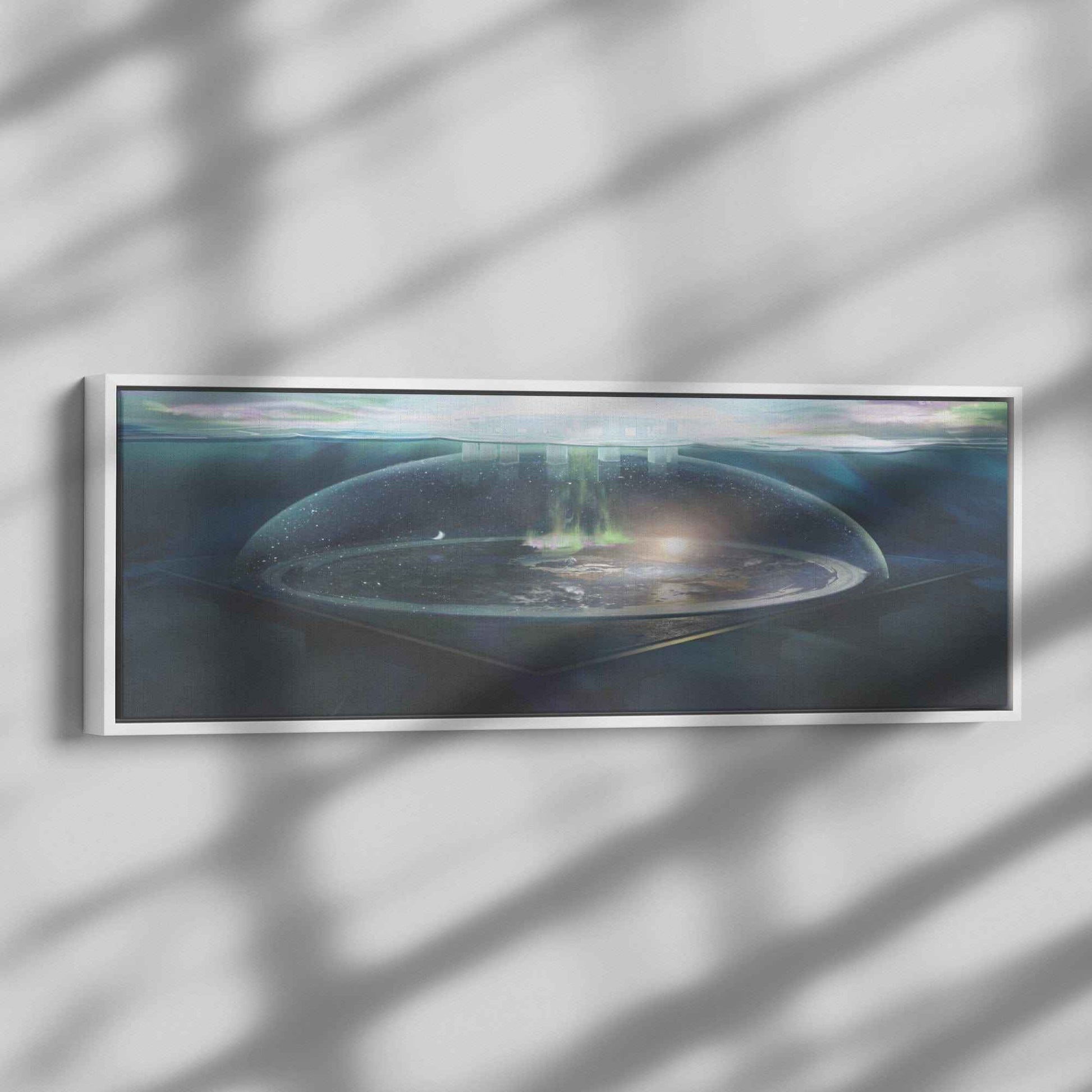 Flat Earth With Firmament Panoramic Framed Canvas Print