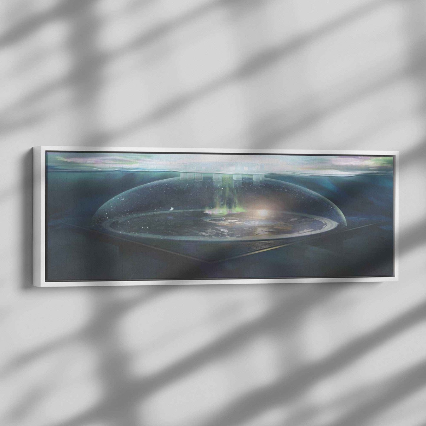 Flat Earth With Firmament Panoramic Framed Canvas Print