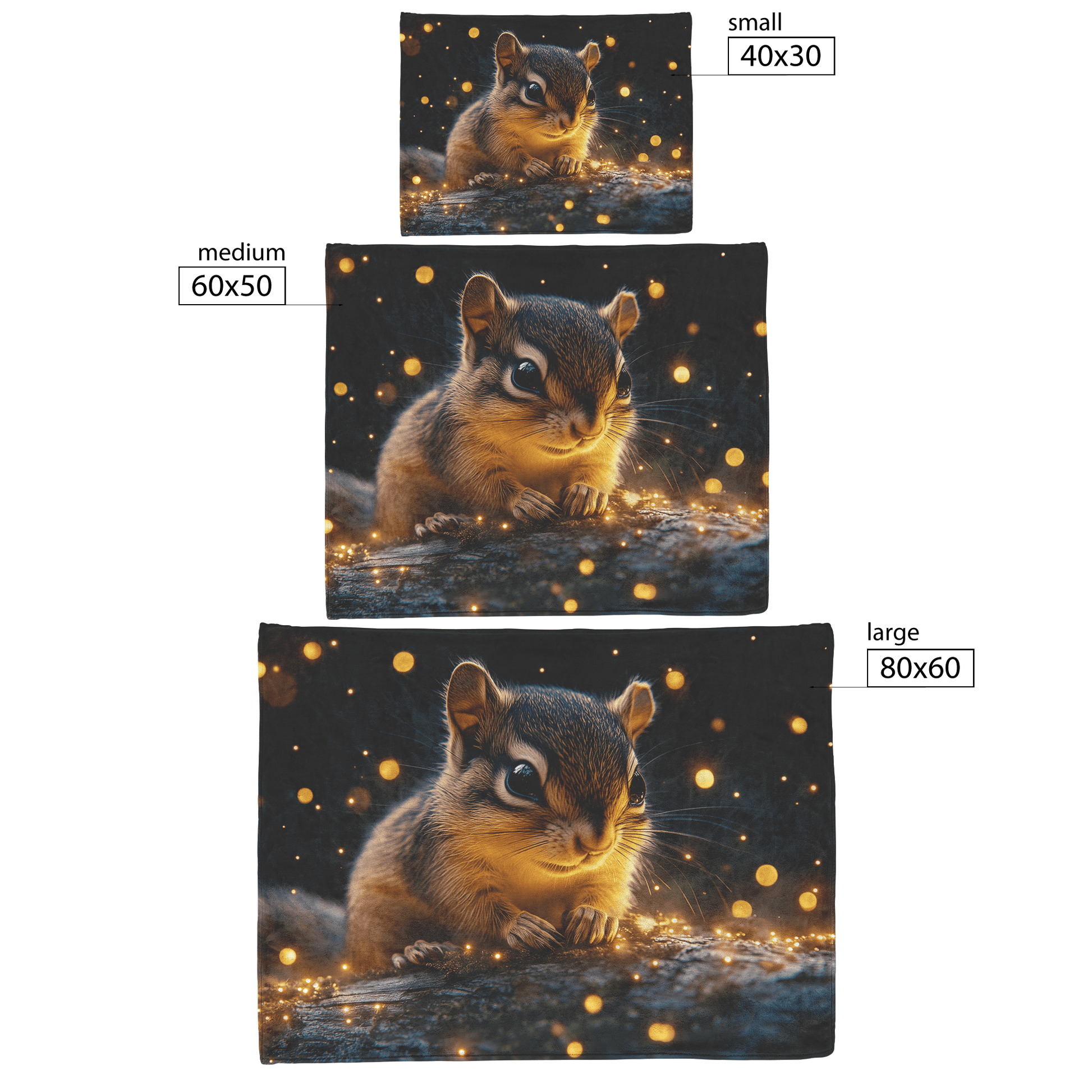 Baby Chipmunk Resting on Glowing Log Surrounded by Shimmering Moss and Bioluminescent Fireflies Fleece Sherpa Blanket - Awakening Righteousness