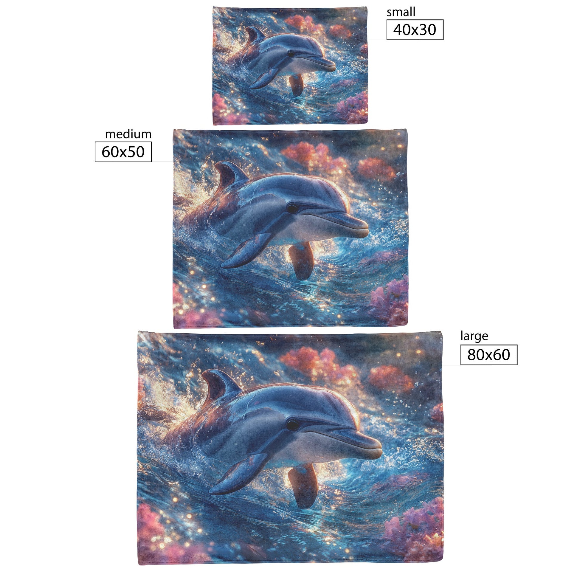 Baby Dolphin Swimming in Glowing Crystal Clear Ocean Magical Light Pink Flowers Fleece Sherpa Blanket - Awakening Righteousness