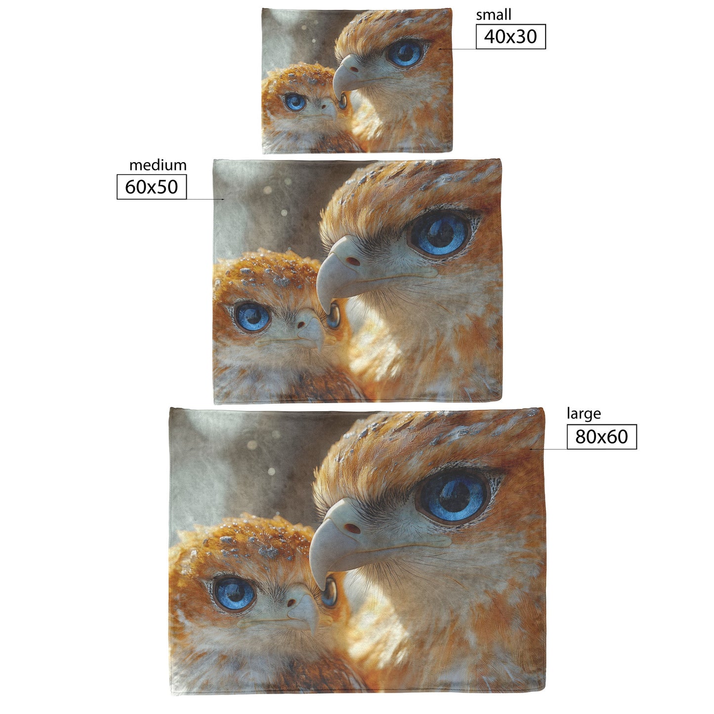 Baby Falcon with Big Blue Eyes and Mother Close-Up Wildlife Nature Cozy Fleece Sherpa Blanket - Awakening Righteousness