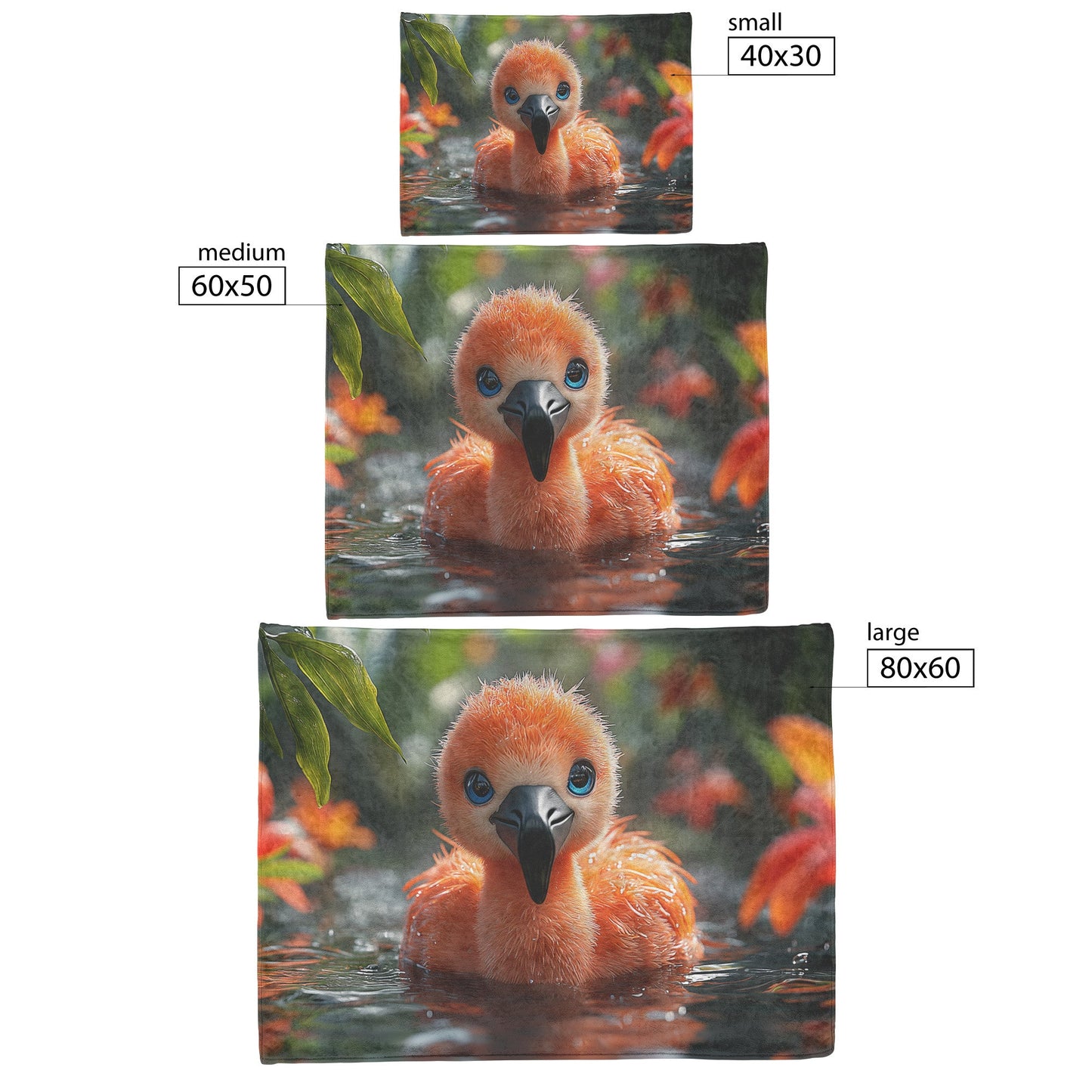 Baby Flamingo with Blue Eyes in Tropical Water Cozy Fleece Sherpa Blanket - Awakening Righteousness
