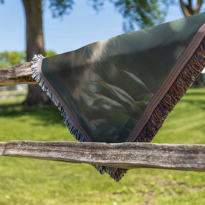 Baby Leopard Cub with Blue Eyes in Lush Jungle Cozy Woven Throw Blanket - Awakening Righteousness