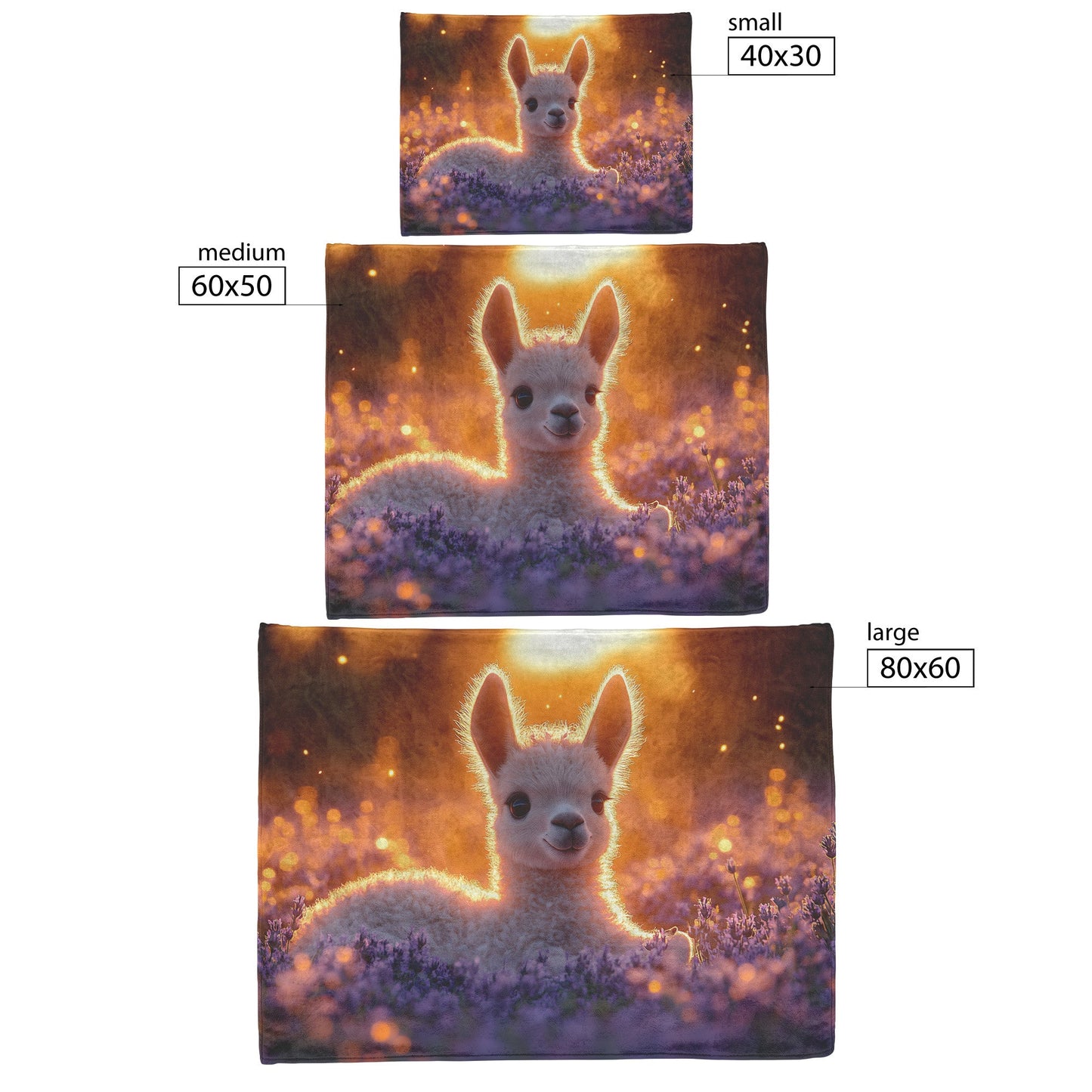 Baby Llama Resting in Lavender Field Soft Glowing Light Peaceful Serene Natural Setting Sherpa Fleece Blanket - Awakening Righteousness