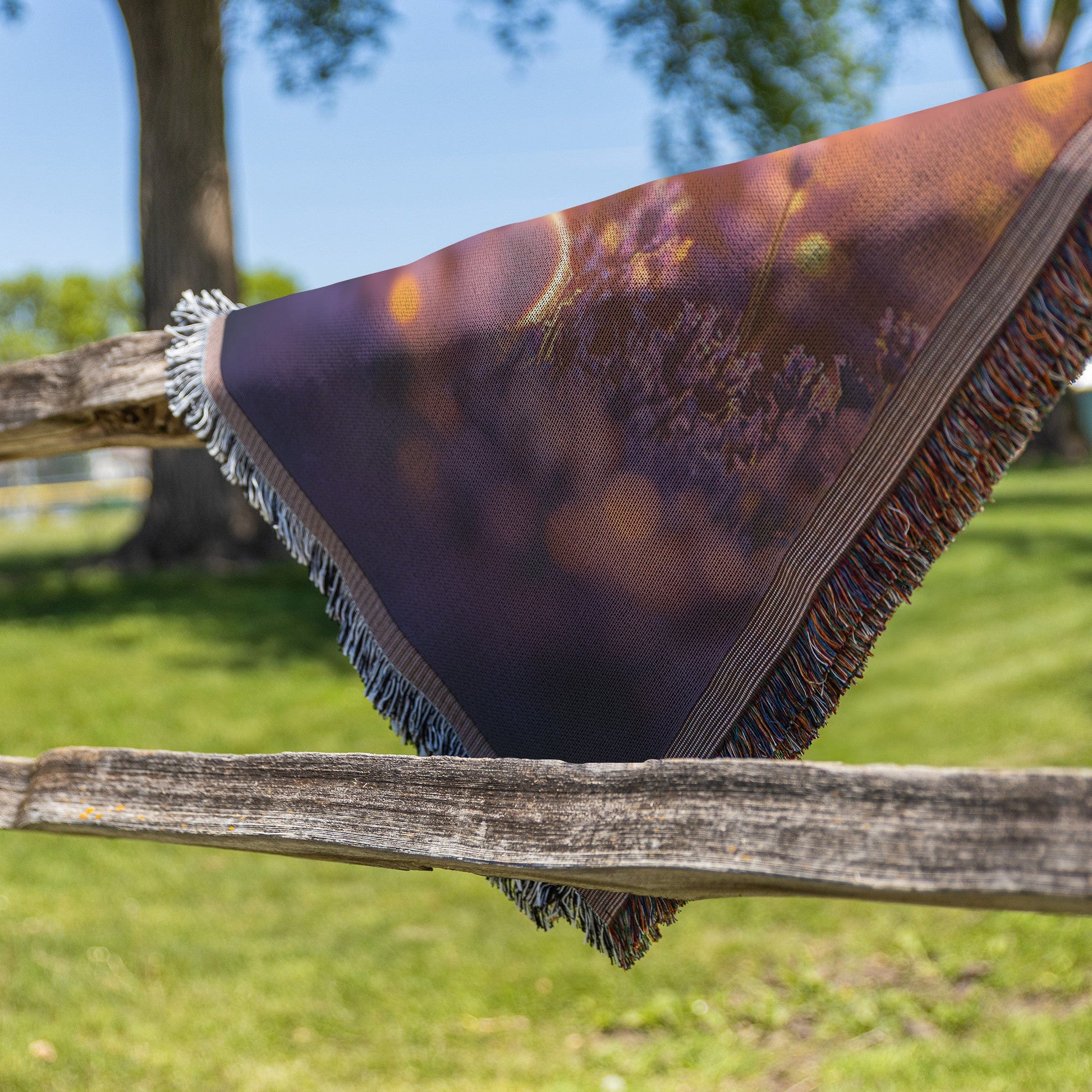 Baby Llama Resting in Lavender Field Surrounded by Soft Glowing Light on Woven Throw Blanket - Awakening Righteousness