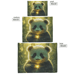 Baby Panda Playing with Glowing Butterflies Twilight Sky Vibrant Green Meadow Magical Serene Sherpa Fleece Blanket - Awakening Aesthetics