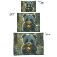 Baby Panda Playing with Glowing Butterflies Twilight Sky Vibrant Green Meadow Magical Serene Sherpa Fleece Blanket - Awakening Aesthetics