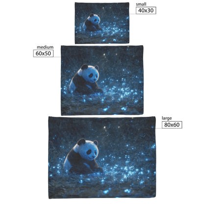 Baby Panda Playing with Glowing Butterflies Twilight Sky Vibrant Green Meadow Magical Serene Sherpa Fleece Blanket - Awakening Righteousness