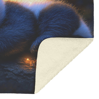 Baby Panda Sleeping on Glowing Tree Branch Twilight Sky Soft Light Magical Atmosphere Sherpa Fleece Blanket - Awakening Righteousness