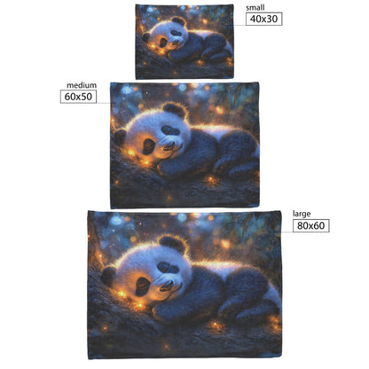 Baby Panda Sleeping on Glowing Tree Branch Twilight Sky Soft Light Magical Atmosphere Sherpa Fleece Blanket - Awakening Righteousness