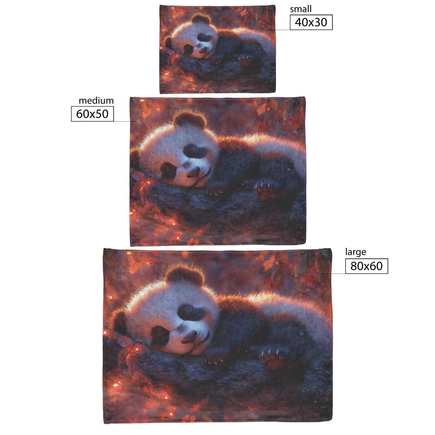 Baby Panda Sleeping Peacefully on Glowing Tree Branch Twilight Sky Soft Light Illuminating Fur Magical Fleece Sherpa Blanket - Awakening Righteousness