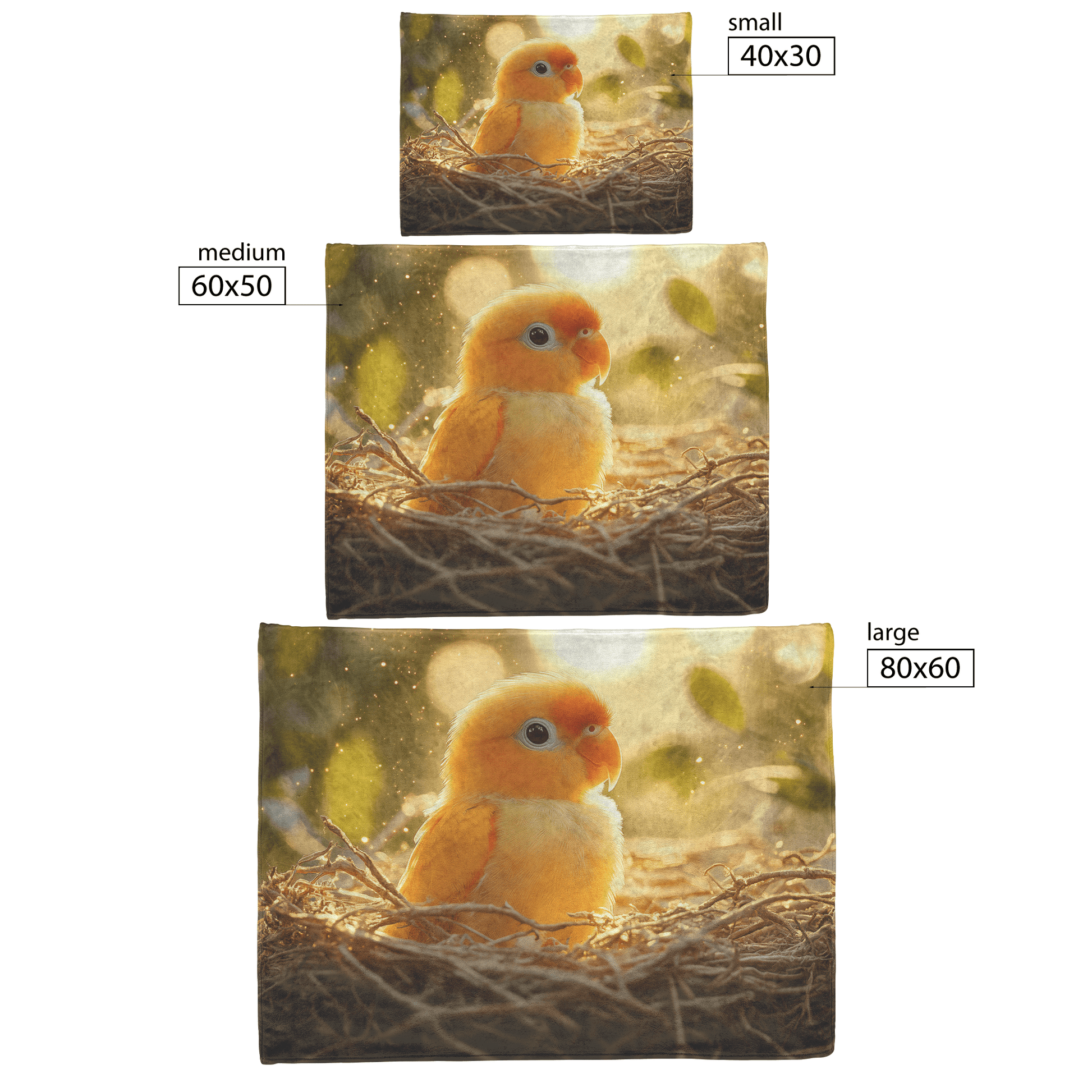 Baby Parrot Sitting in Glowing Nest Surrounded by Mist and Shimmering Golden Light Fleece Sherpa Blanket - Awakening Righteousness