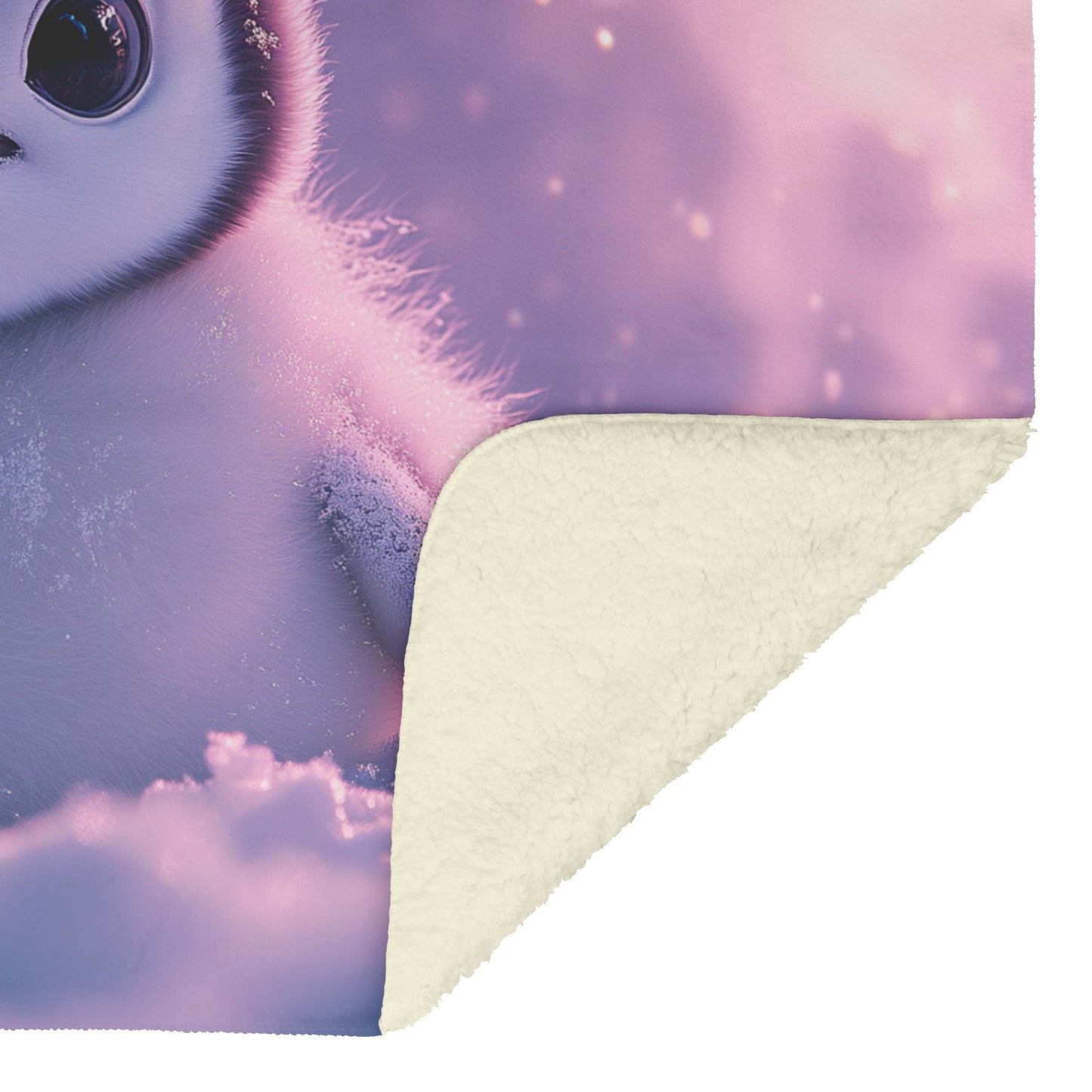 Baby Penguin Nestled in Snow Under Glowing Aurora Borealis Fleece Sherpa Blanket Magical Winter Atmosphere - Awakening Righteousness