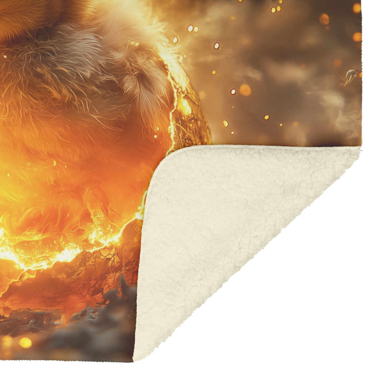 Baby Phoenix Hatching from Glowing Golden Egg with Soft Light and Mystical Embers Fleece Sherpa Blanket - Awakening Righteousness
