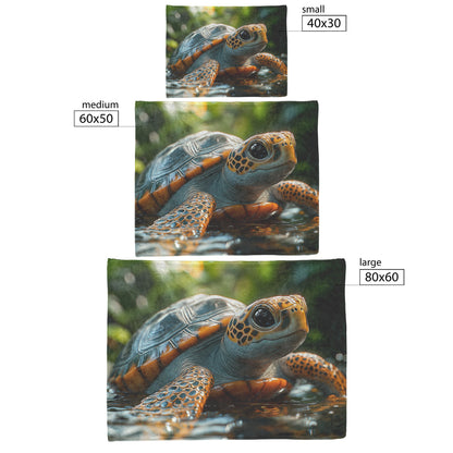 Baby Turtle Swimming in Clear Tropical Waters with Vibrant Rainforest Cozy Fleece Sherpa Blanket - Awakening Righteousness