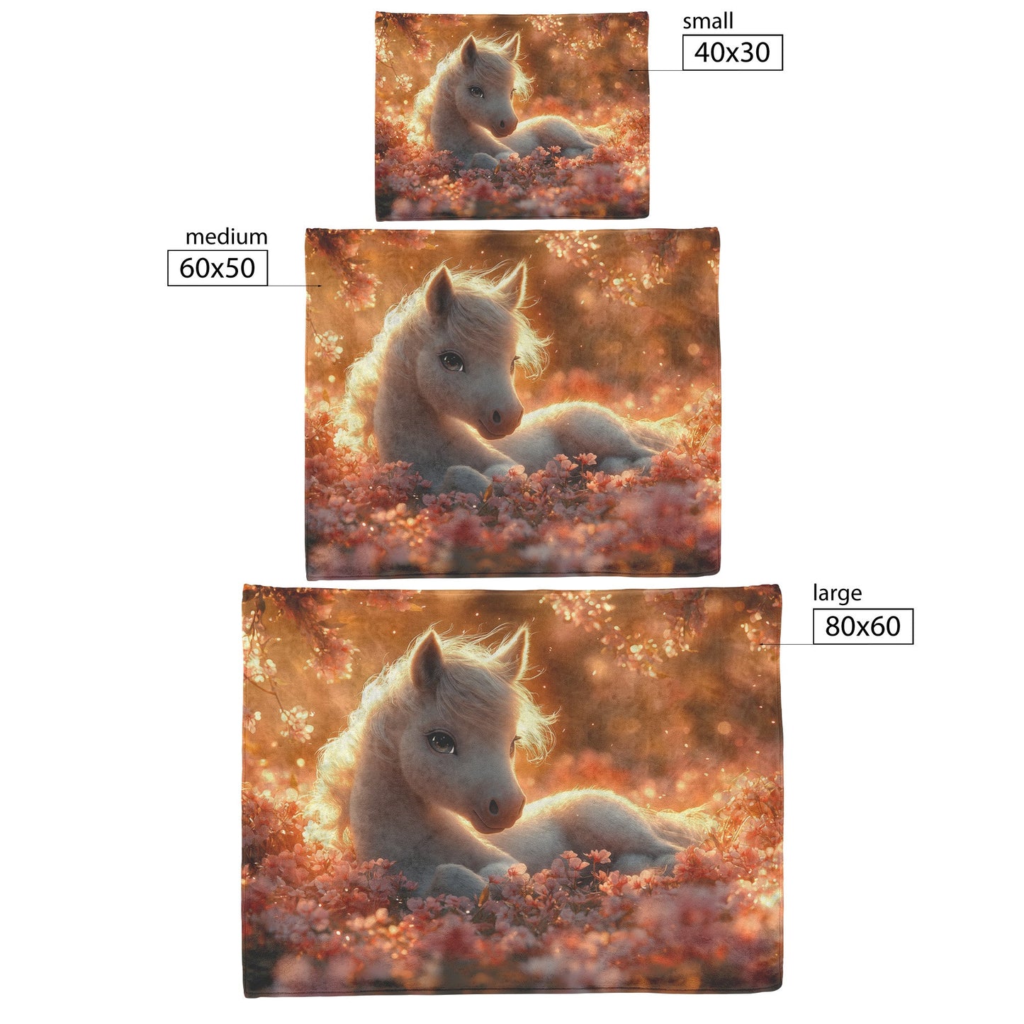 Baby Unicorn Under Glowing Cherry Blossom Tree with Pink Petals and Golden Sunlight Fleece Sherpa Blanket - Awakening Righteousness