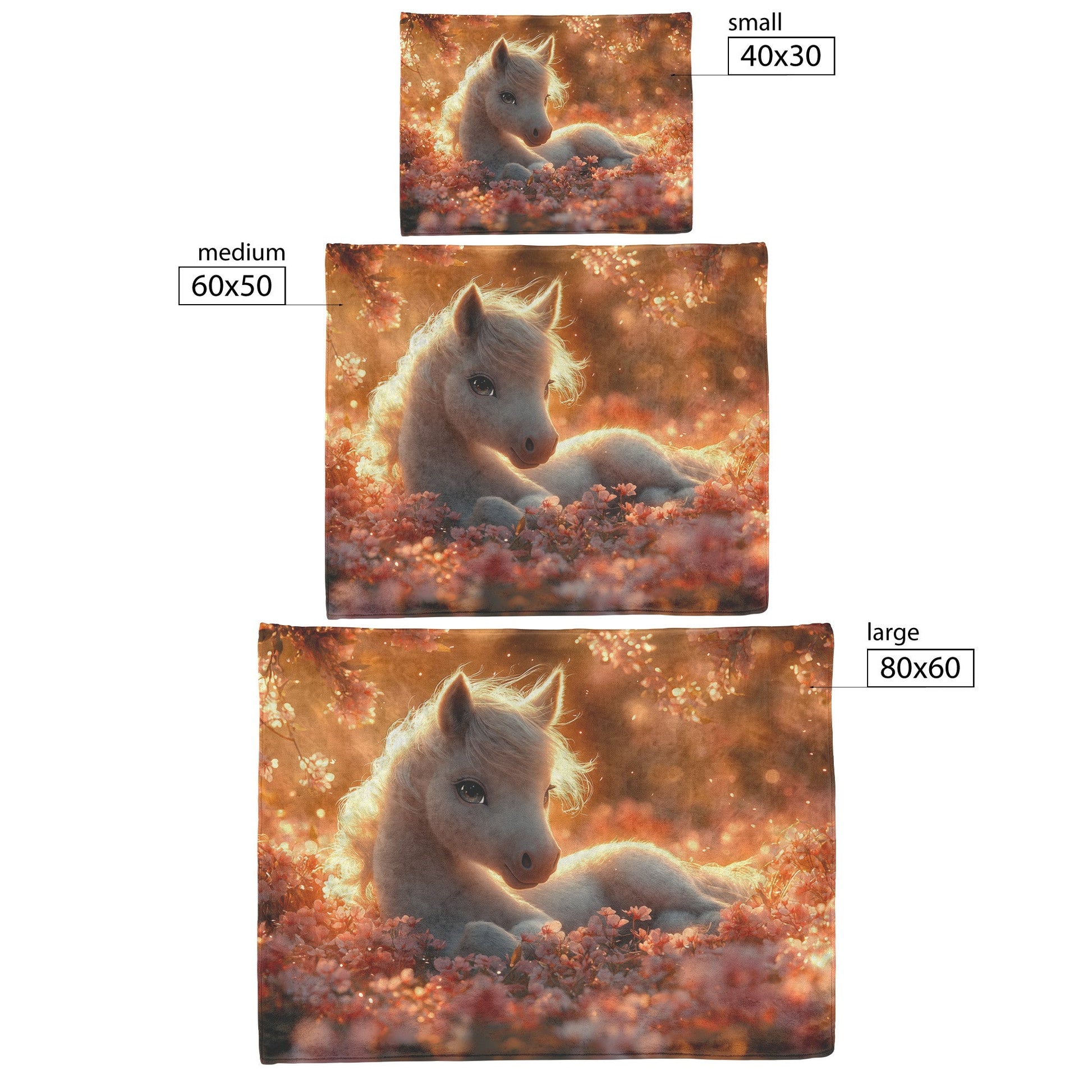 Baby Unicorn Under Glowing Cherry Blossom Tree with Pink Petals and Golden Sunlight Fleece Sherpa Blanket - Awakening Righteousness
