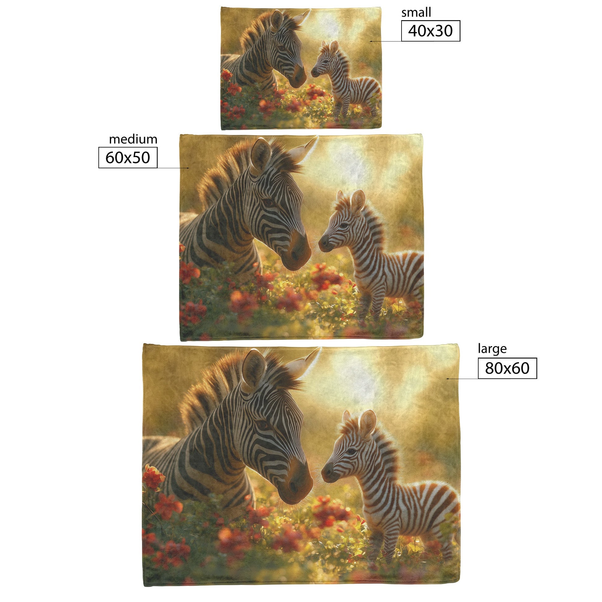Baby Zebra with Mother Sherpa Fleece Blanket Lush Green Field Blooming Flowers Soft Sunlight Serene Wildlife Scene - Awakening Righteousness