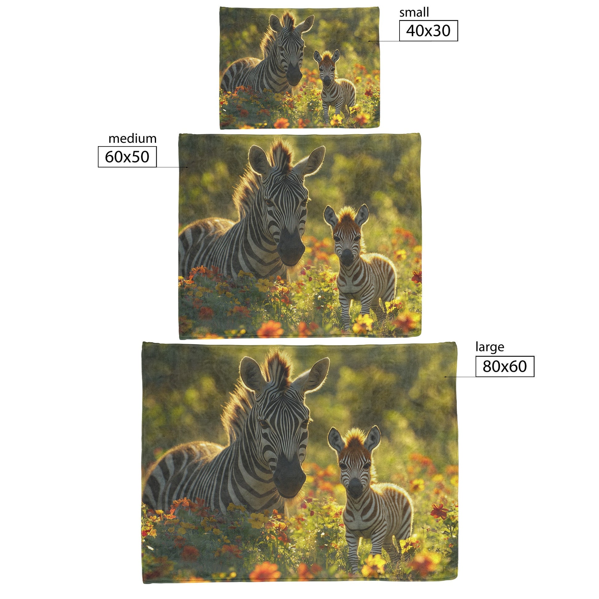 Baby Zebra with Mother Sherpa Fleece Blanket Lush Green Field Blooming Flowers Soft Sunlight Serene Wildlife Scene - Awakening Righteousness