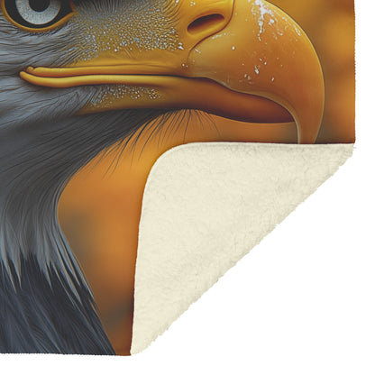 Bald Eagle in Autumn Portrait Fleece Sherpa Blanket Soft Cozy Blanket - Awakening Righteousness