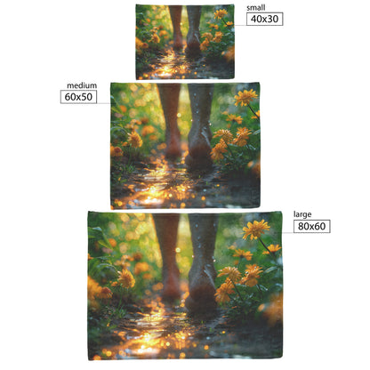 Barefoot Walk Through Flower Path Fleece Sherpa Blanket Nature Inspired Home Decor - Awakening Righteousness