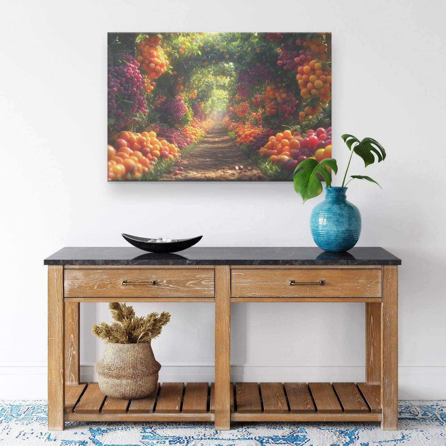 Beautiful Fantasy Garden of Abundant Fruit Trees Canvas Wall Art - Awakening Righteousness